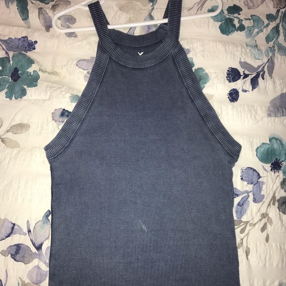 Denim colored distressed tank top - Picture 1 of 2